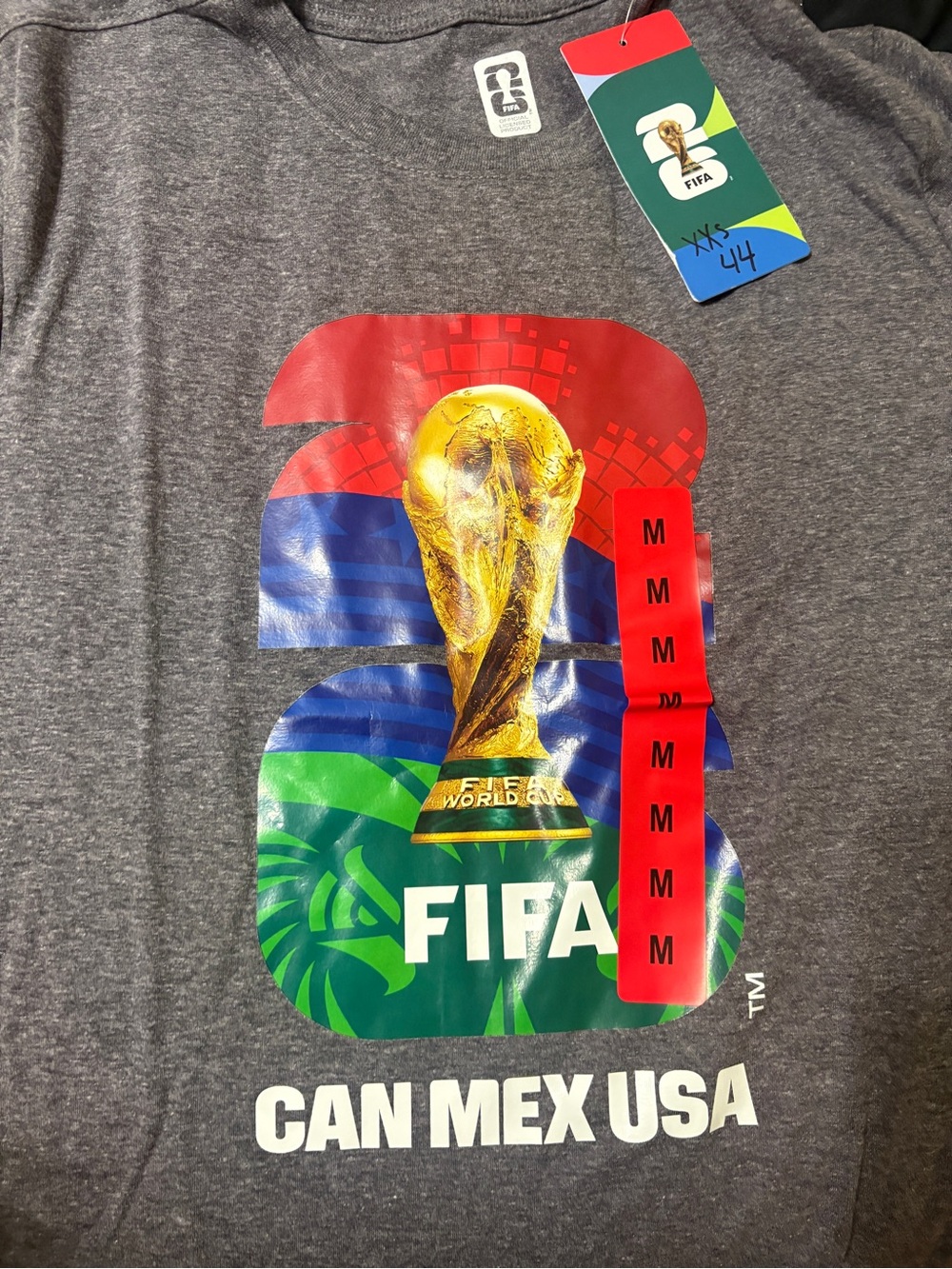 FIFA World Cup Can Mex USA Graphic Tee Gray Size Medium NWT